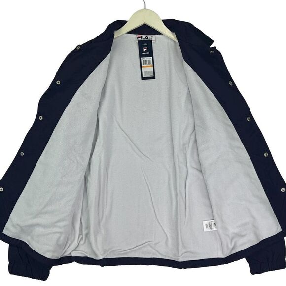 New FILA Men US M Navy Sports Coach Jacket Long Sleeves Windbreaker - Picture 3 of 9